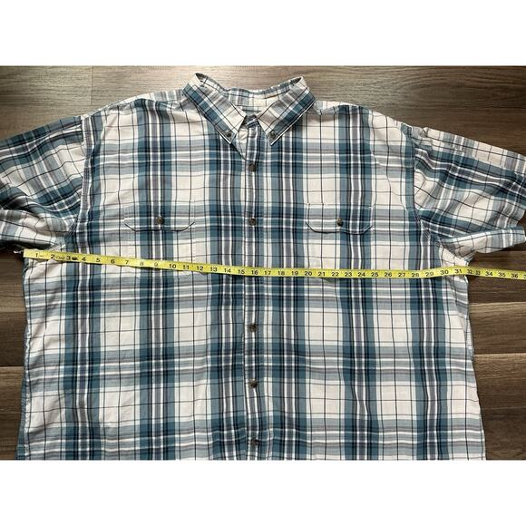 C.E. Schmidt Men’s Workwear Blue Plaid Short Sleeve Button Down Shirt Size 4X - Picture 7 of 8